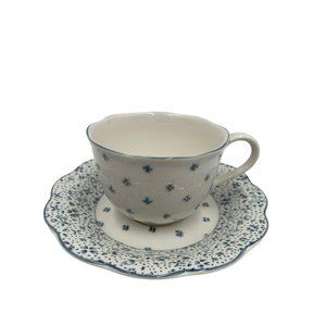 Nikko American Country Forget-Me-Not Blue Floral Scalloped Edge Teacup Saucer